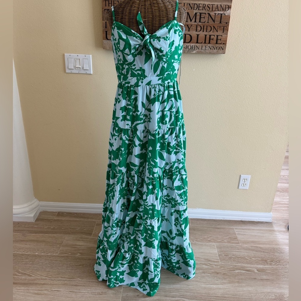 Eliza J Green and White Floral Maxi Dress - Picture 3 of 11